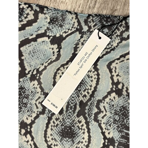 Tahari 100% Silk Scarf Python Print Split Blue Black Rectangle NWT - Picture 3 of 9
